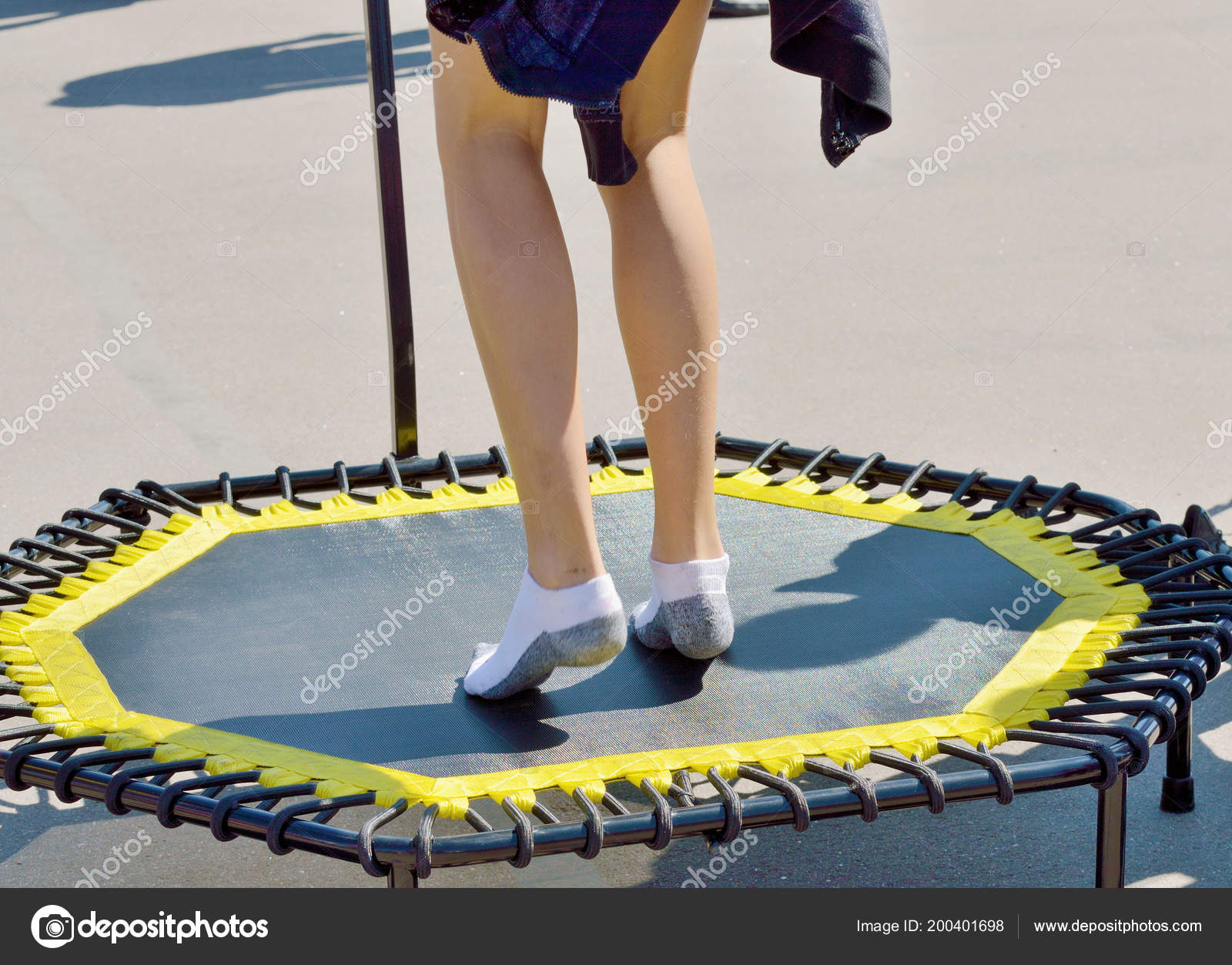 Jumping Elastic Trampoline Exercise Develops Coordination Legs Get