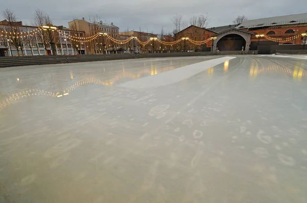Eisbahn Der Stadt Hier Wochenende Schlittschuhlaufen — Stockfoto