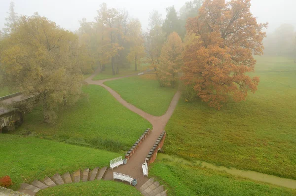 Der Weg Den Stadtpark Auf Ihm Gehen Urlauber Menschen — Stockfoto