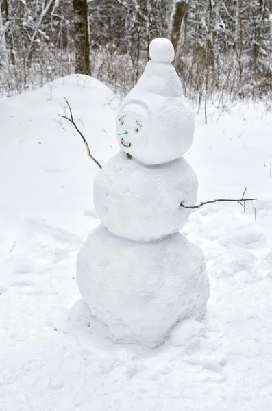 Bonhomme Neige Pavé Ensemble Par Des Enfants Passe Temps Hivernal — Photo