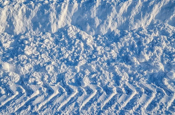 Πέλμα Του Ελαστικού Αυτοκινήτου Στο Χιόνι Δημιουργούν Ένα Ειδικό Μοτίβο — Φωτογραφία Αρχείου