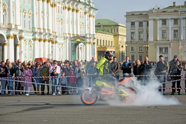 San Petersburgo Rusia Septiembre 2020 Está Celebrando Festival Motociclistas Motociclista — Foto de Stock