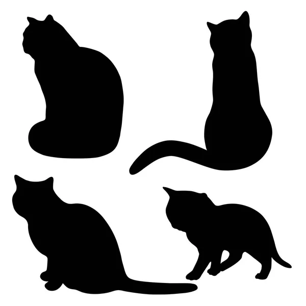 Cats black silhouette — Stock Vector