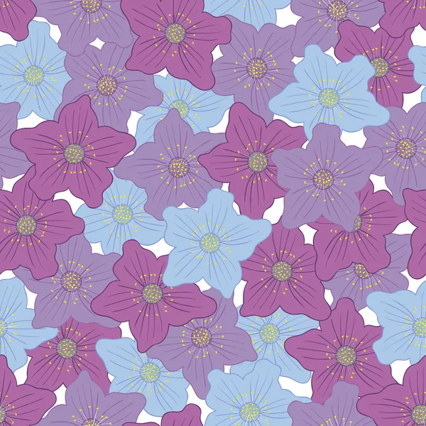 Modèle vectoriel sans couture avec de belles fleurs en fleurs — Image vectorielle