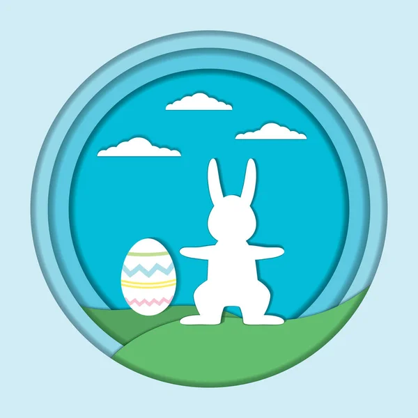 Illustration des vacances de Pâques avec un lapin et un œuf — Image vectorielle