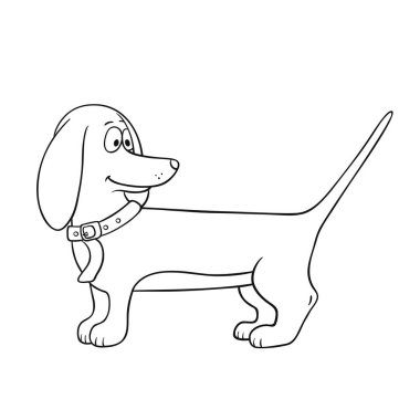 Beyaz arkaplanda şirin bir dachshund köpek çizimi