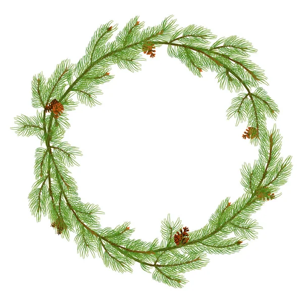 从杉木树枝逼真的圣诞花圈。横幅, 海报, 邀请模板。设计的矢量图 — 图库矢量图片#