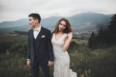 Gelin ve damat el ele tutuşuyor.