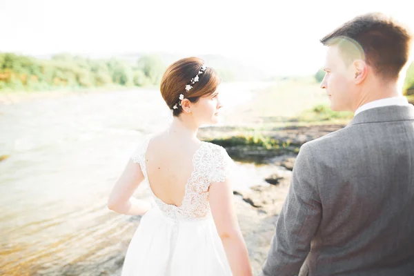 Matrimonio coppia sposa e sposo tenendosi per mano — Foto Stock