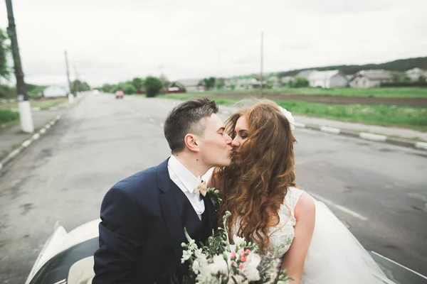 행복 한 신부와 신랑 결혼식 후 포즈 — 스톡 사진