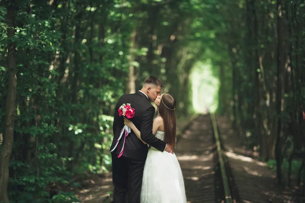 Bella, coppia perfetta in posa il giorno del loro matrimonio — Foto Stock