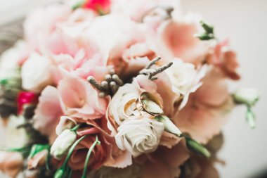 İki altın alyans izole edilmiş arka plan