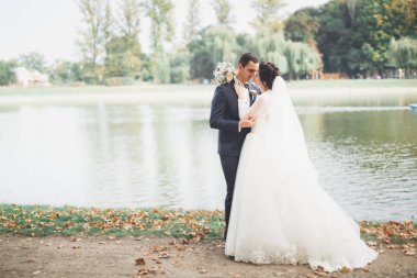 Gelin ve damat el ele tutuşuyor.