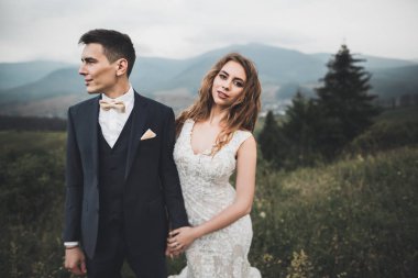 Gelin ve damat el ele tutuşuyor.