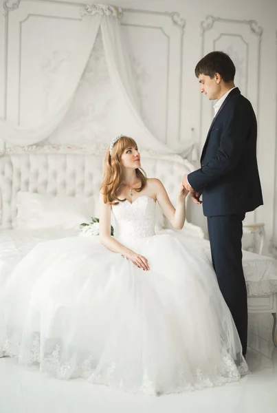 Wedding couple bride and groom holding hands — Stock Photo, Image