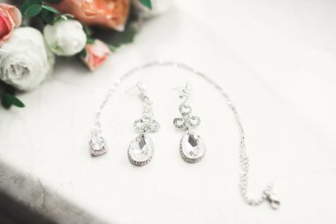 Güzel bir geçmişi olan gelin için lüks takılar.