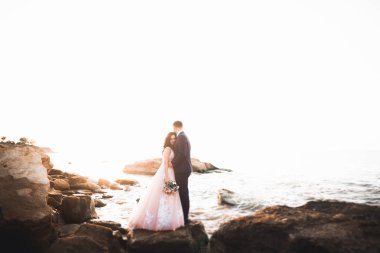 Mutlu evlilik çifti güzel manzarada kalıyor.