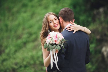 Nea kayalar poz neşeli evli evlilik çift