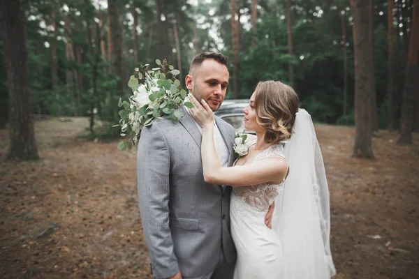 Kafkasyalı mutlu romantik çift evliliklerini kutluyor. Açık hava.