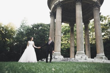 Lüks düğün çifti, gelin ve damat Viyana 'da poz veriyor.