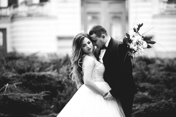 白人の幸せなロマンチックな若いカップルが結婚を祝う。屋外 — ストック写真