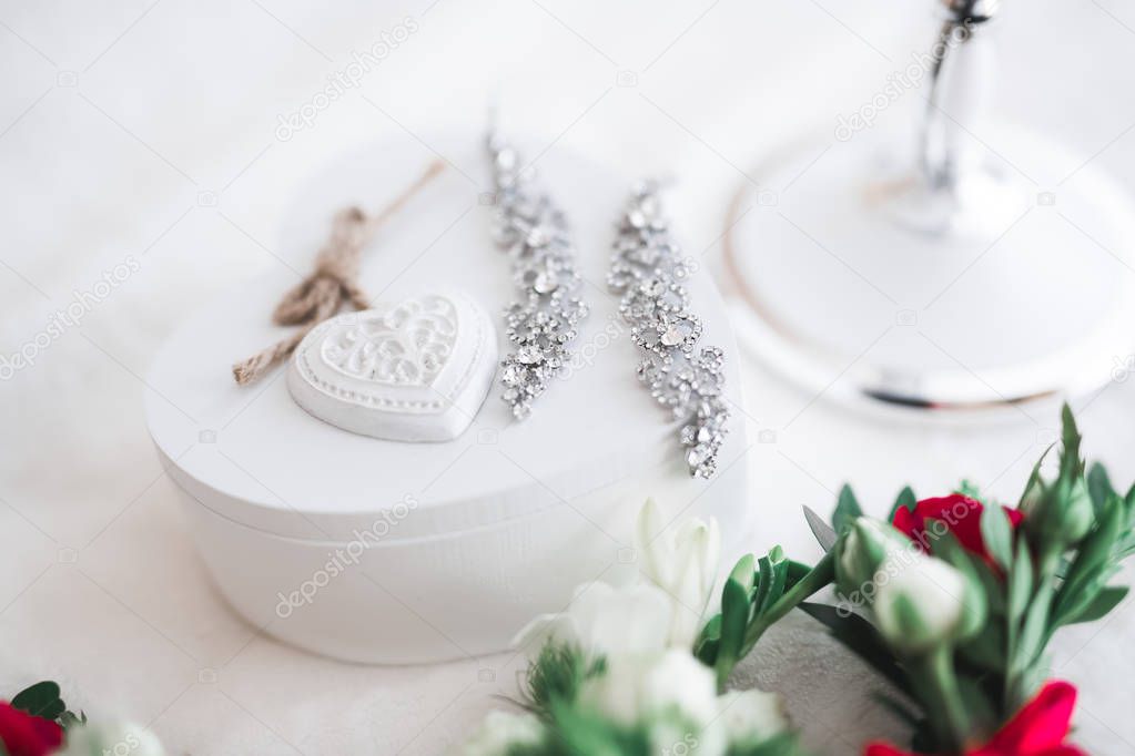 Wedding luxury jewelry for bride on beautiful background