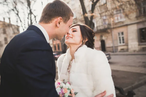 Casamento casal noiva e noivo de mãos dadas — Fotografia de Stock