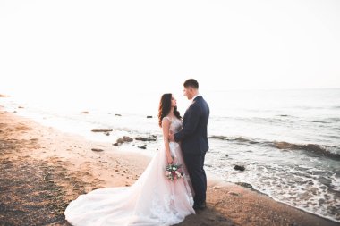 Mutlu evlilik çifti güzel manzarada kalıyor.