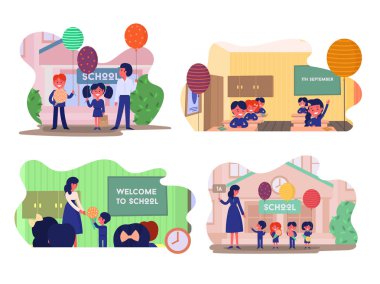 Vektör farklı okul kompozisyonları