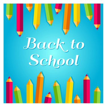 Geri okul fikir için 1 Eylül için kavram. Vektör çizim, resim. Bilgi - tatil tebrik kartı tasarımı günün kutlu olsun. Poster, afiş kavramı geri okula kalemler için. Vektör görüntü