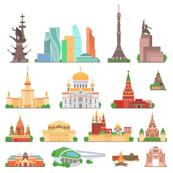 Moskva sevärdheter vektor illustration set — Stock vektor