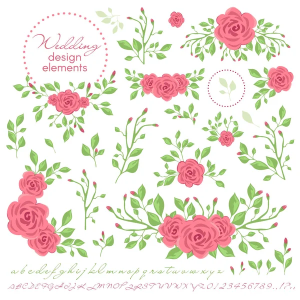 Vector set of Wedding design elements — Stock Vector