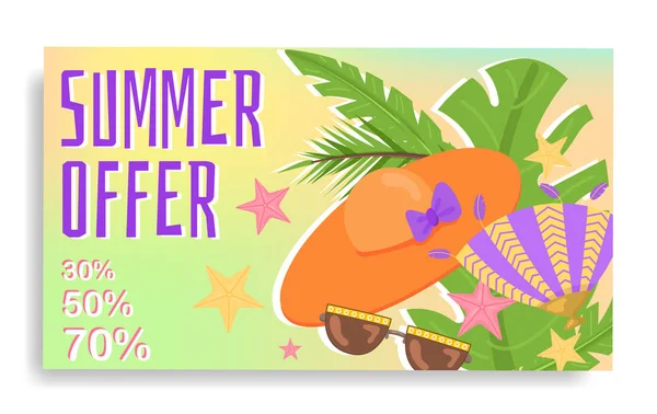 Discount modern summer promo web banner — Stock Vector