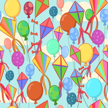 Uçurtma ve balonlar ile arka plan deseni