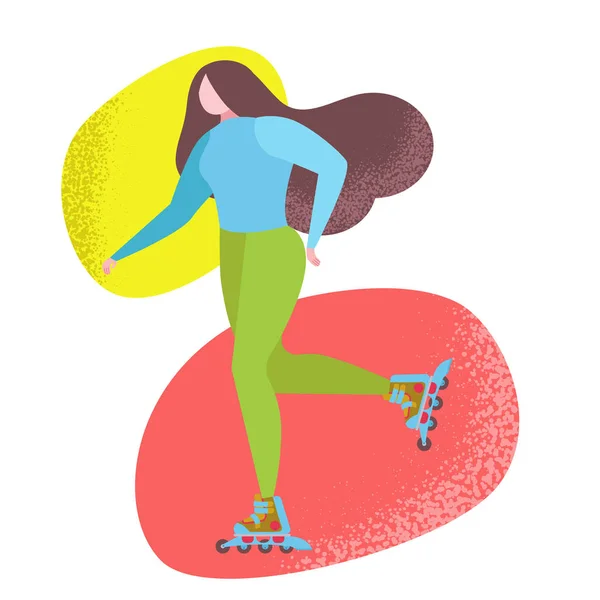 Жінка катається на роликових ковзанах в парку . — стоковий вектор
