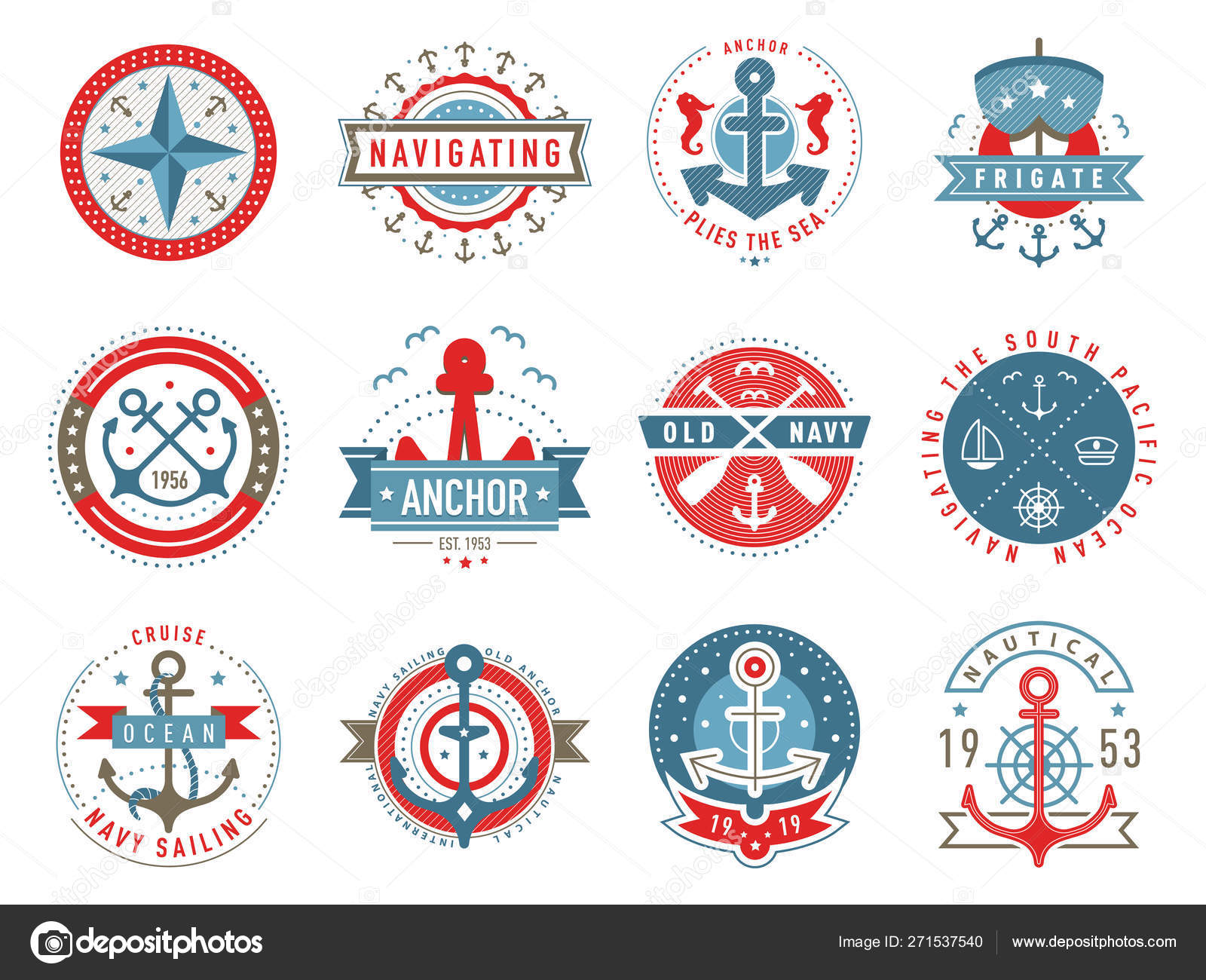 Nautical logo template set Stock Vector by ©fantrazy.gmail.com 271537540