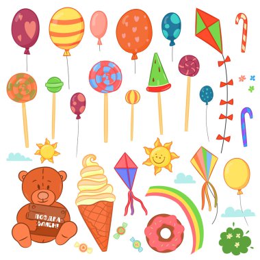 Çocuk hediye kartı izole elemanları set