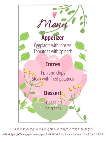 Conception de mariage menu concept vectoriel — Image vectorielle