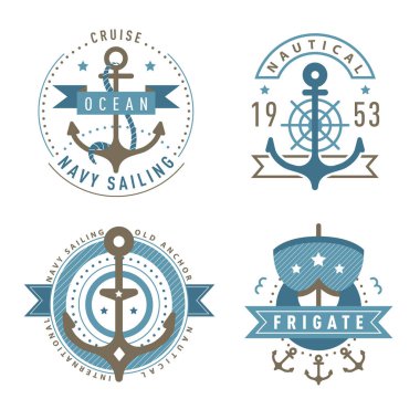 Deniz logosu şablon seti