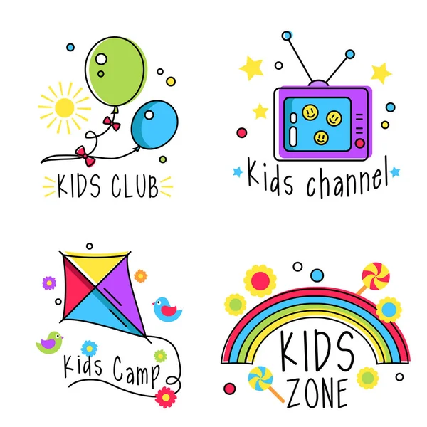 Kids logo vector badge — Stock Vector