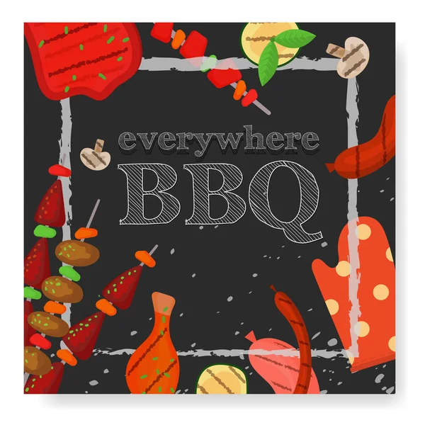 Barbecue partie, menu, design d'invitation. BBQ — Image vectorielle