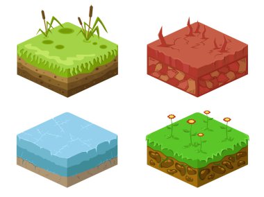 Toprak katmanları vektör izometrik 3D set