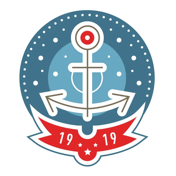 Ναυτικό λογότυπο, έμβλημα, πρότυπο ετικέτας — Διανυσματικό Αρχείο