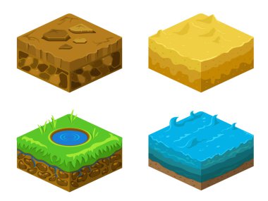 Toprak katmanları vektör izometrik 3D set