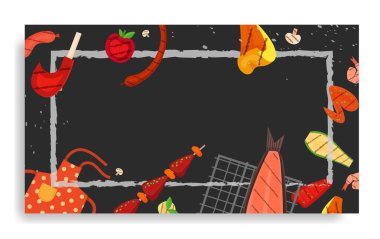 Barbekü partisi, menü, davetiye tasarımı. Barbekü