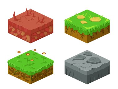 Toprak katmanları vektör izometrik 3D set