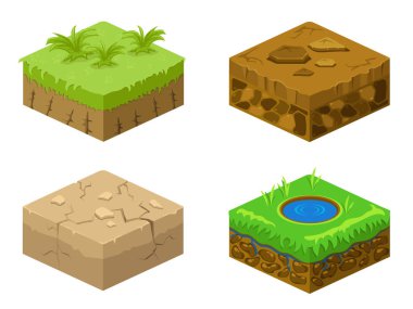 Toprak katmanları vektör izometrik 3D set