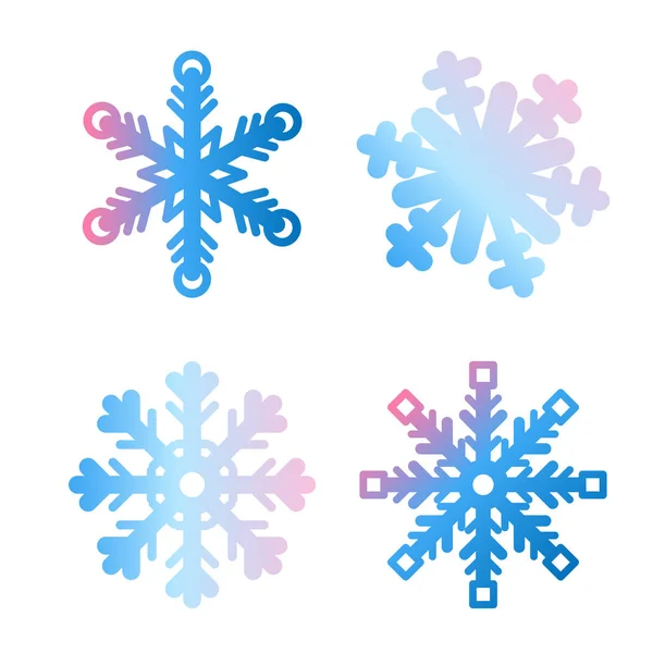 Noël, Nouvel An Ensemble de flocon de neige — Image vectorielle