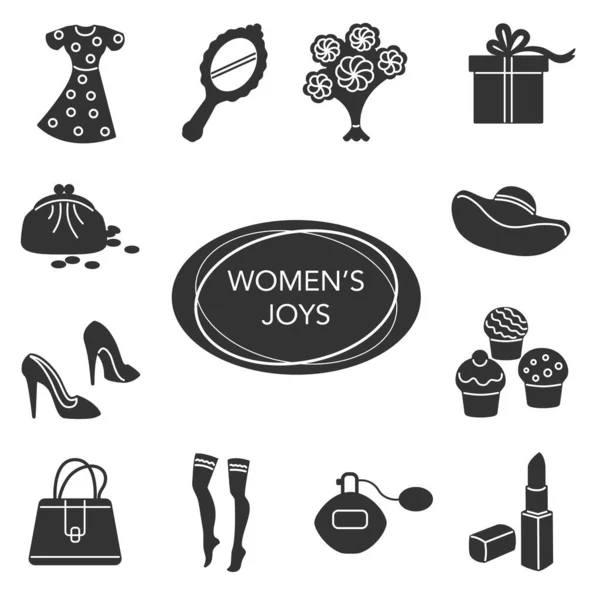 Vrouw accessoires icons set — Stockvector