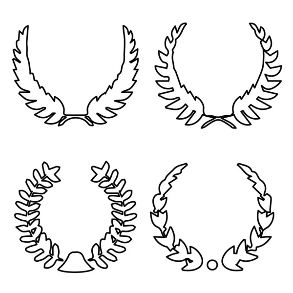 Ensemble de couronnes circulaires silhouette contour — Image vectorielle